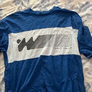 Blue and White Graphic T-Shirt